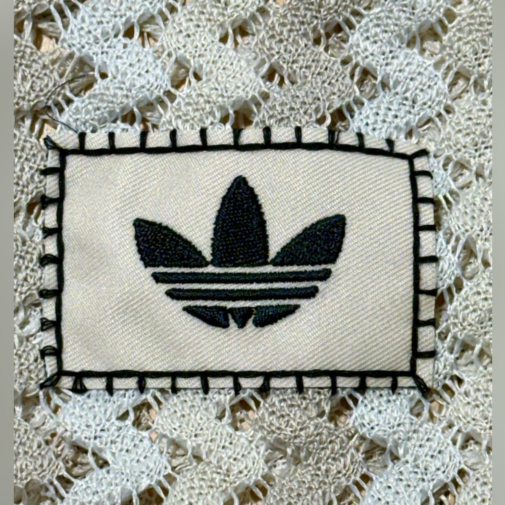 adidas Originals Cream Mesh Bomber Jacket with Black Stripes - Picture 11 of 15